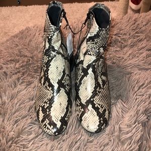 Snakeskin booties